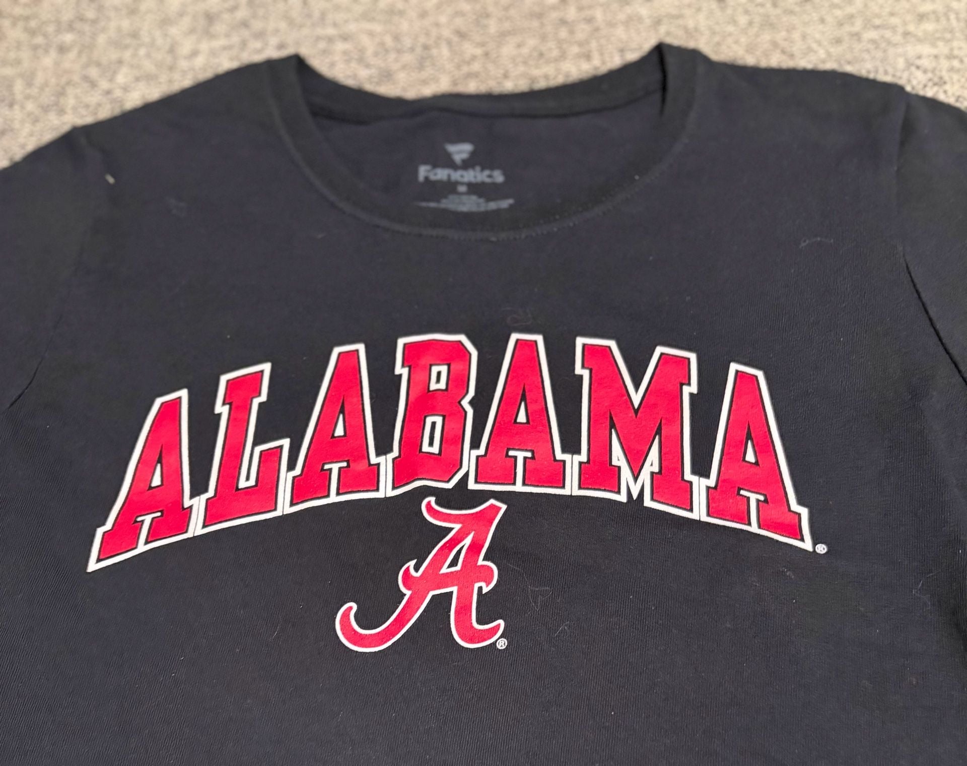 071-Fanatics Alabama Crimson Tide T-Shirt Size M Black Script Logo 4
