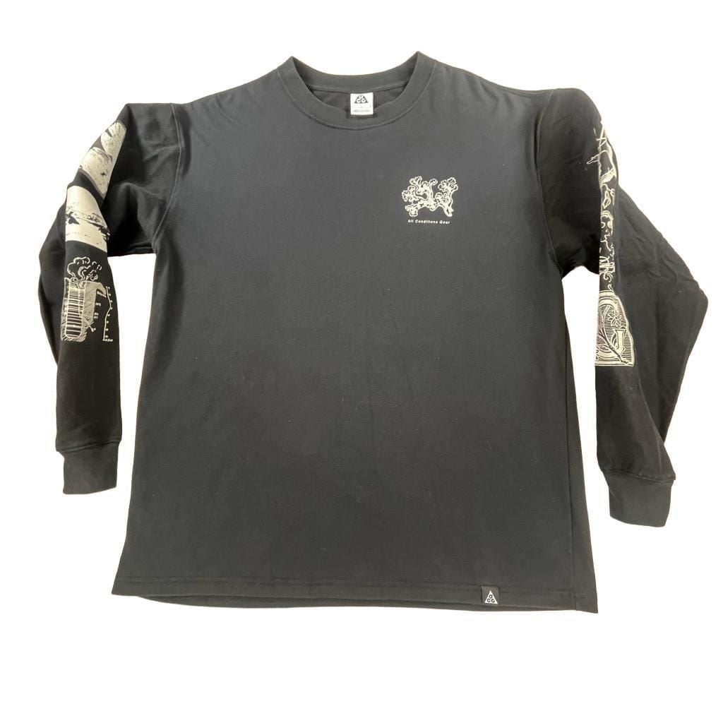 ACG Nike Long Sleeve Graphic T-Shirt (Sleeve Hits) Black Sz L 4