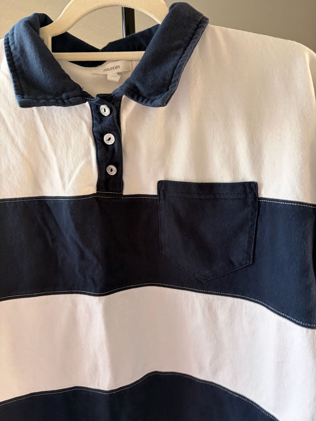 Y2K Vintage Rugby Polo Navy/White Preppy Oversized - Maurices M 4