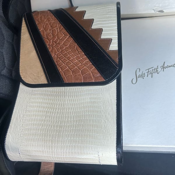 Sharif Leather Tricolor Patchwork Crossbody Bag