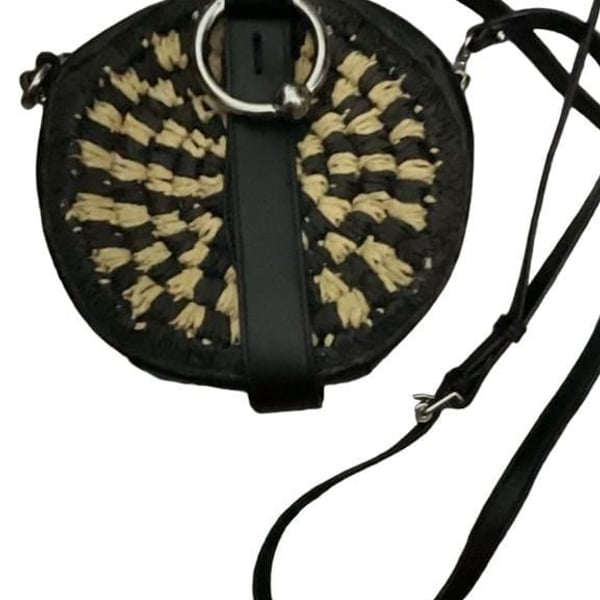 Rebecca Minkoff Leather Trim Raffia Crossbody Bag - Black Crossbody Bags, Handbags - WRM116893