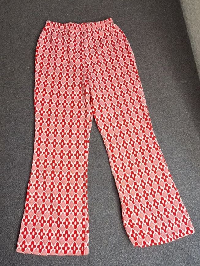 Growing Girl Pants Size 14 Red White Diamond Geo Pattern Flare Trousers 2