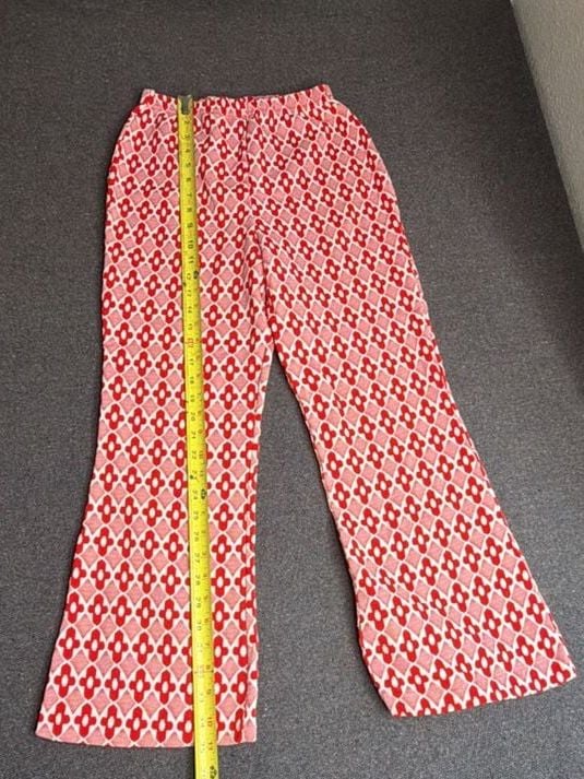 Growing Girl Pants Size 14 Red White Diamond Geo Pattern Flare Trousers 3