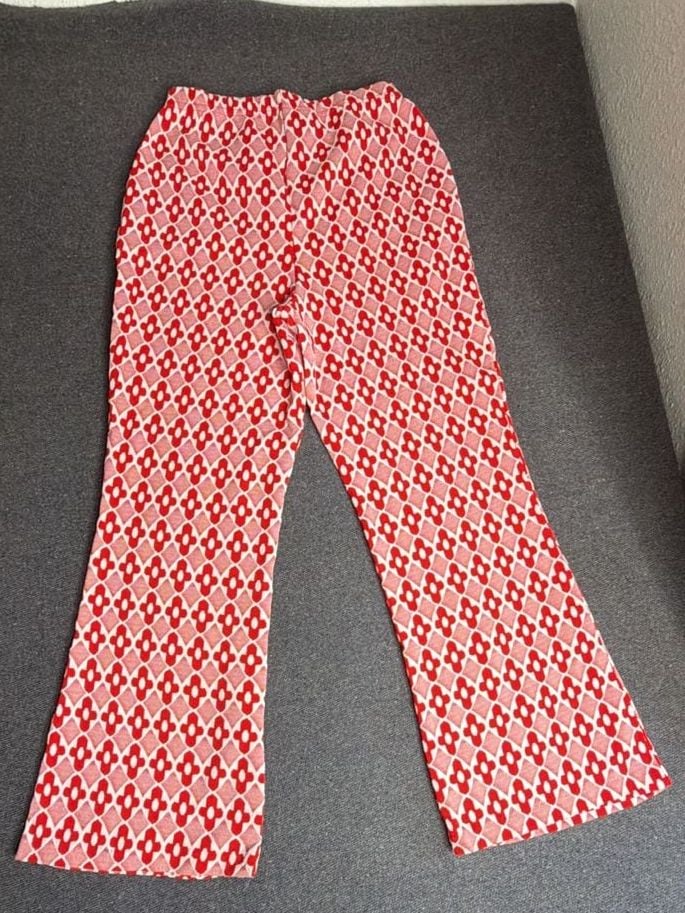 Growing Girl Pants Size 14 Red White Diamond Geo Pattern Flare Trousers 5