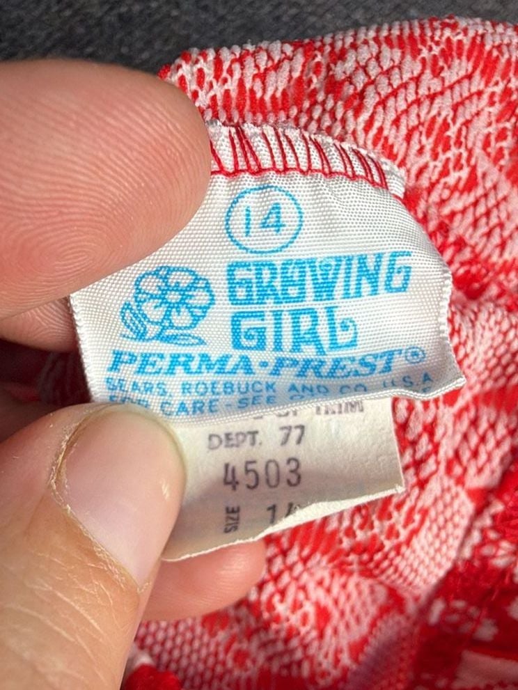 Growing Girl Pants Size 14 Red White Diamond Geo Pattern Flare Trousers 6