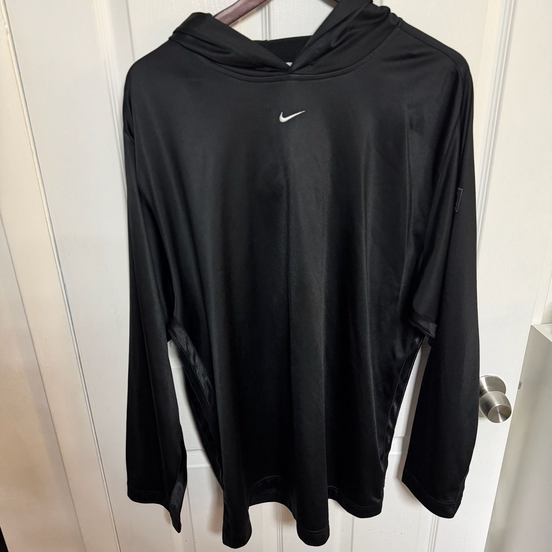 Nike Black Center Swoosh Pullover Hoodie Size XL Y2K Basketball Sweatshirt 2