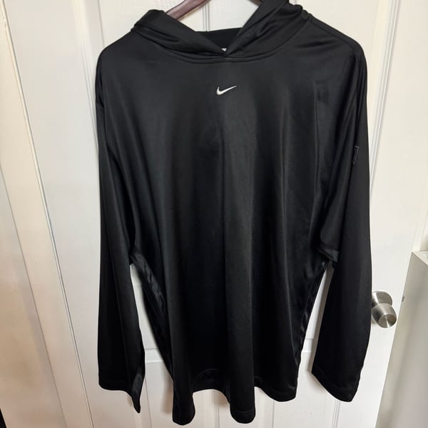 Nike Black Center Swoosh Pullover Hoodie Size XL Y2K Basketball Sweatshirt