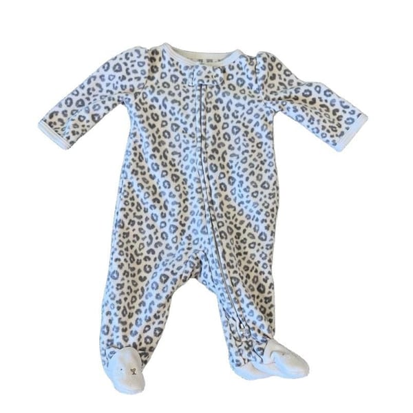 Leopard Fleece 2-Way Zip Newborn Footie Pajamas