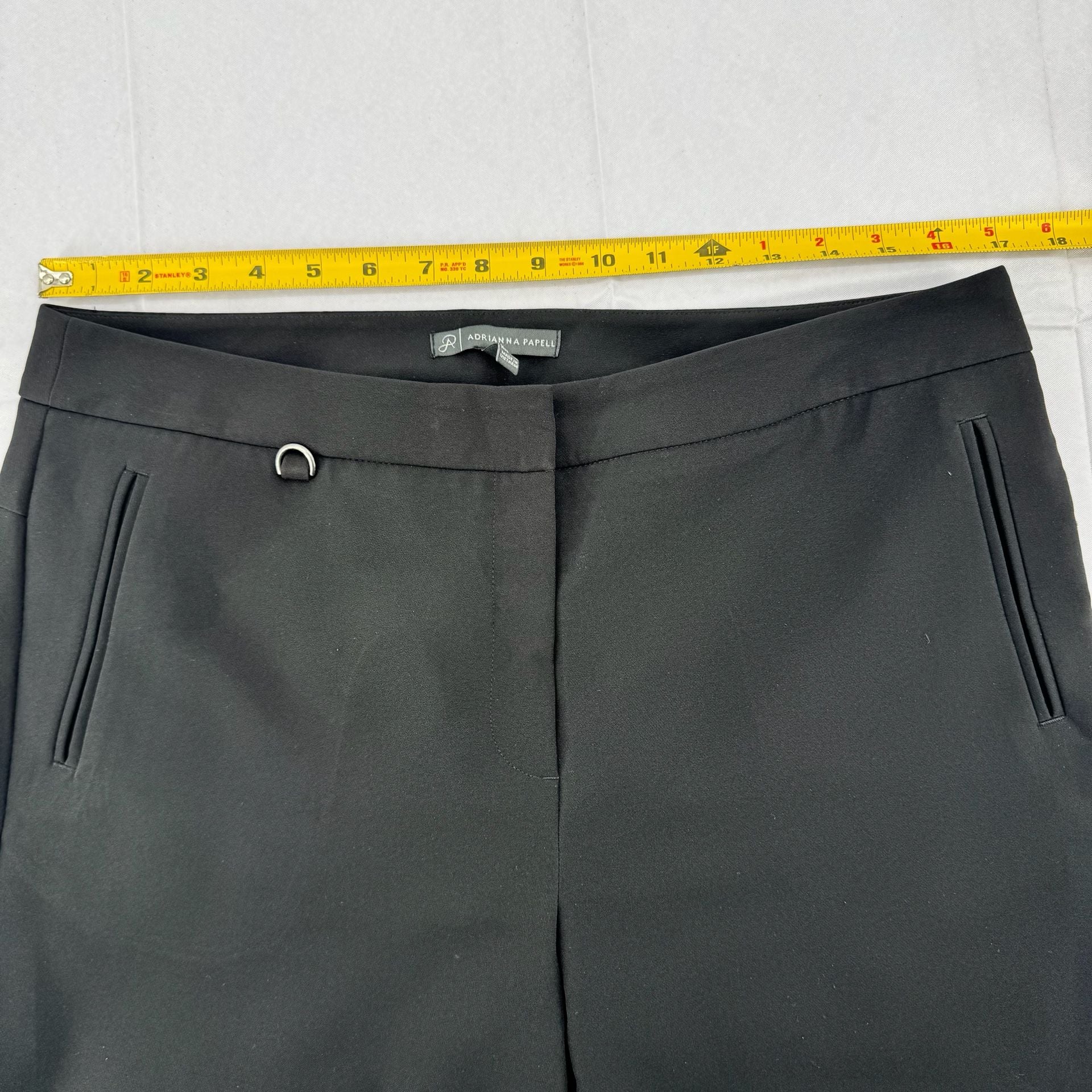 Adrianna Papell Black Flat Front Chino Pants Size 12 4