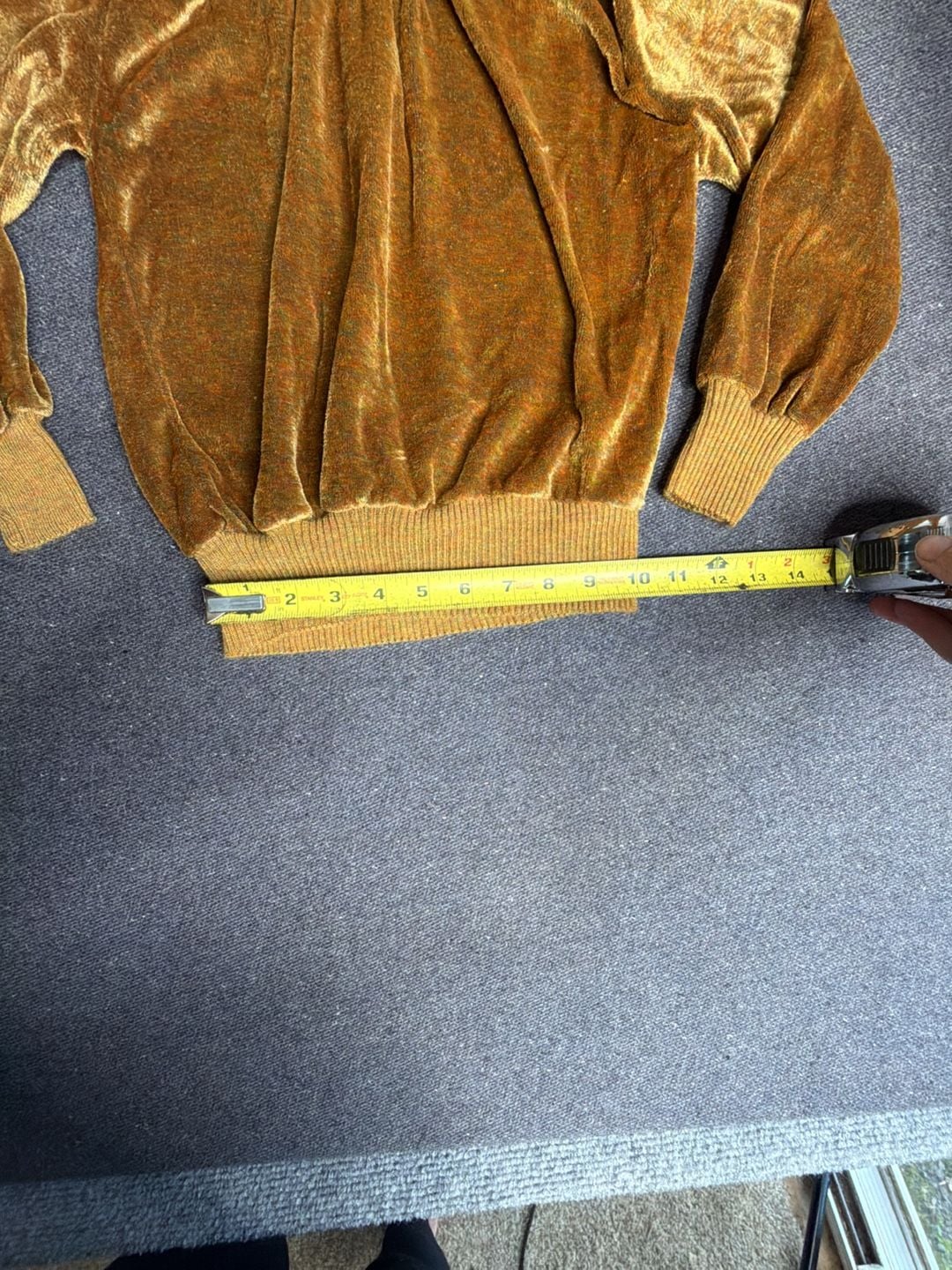 Link-Ups Vintage Velour Turtleneck Sweater Mustard Gold Long Sleeve 6