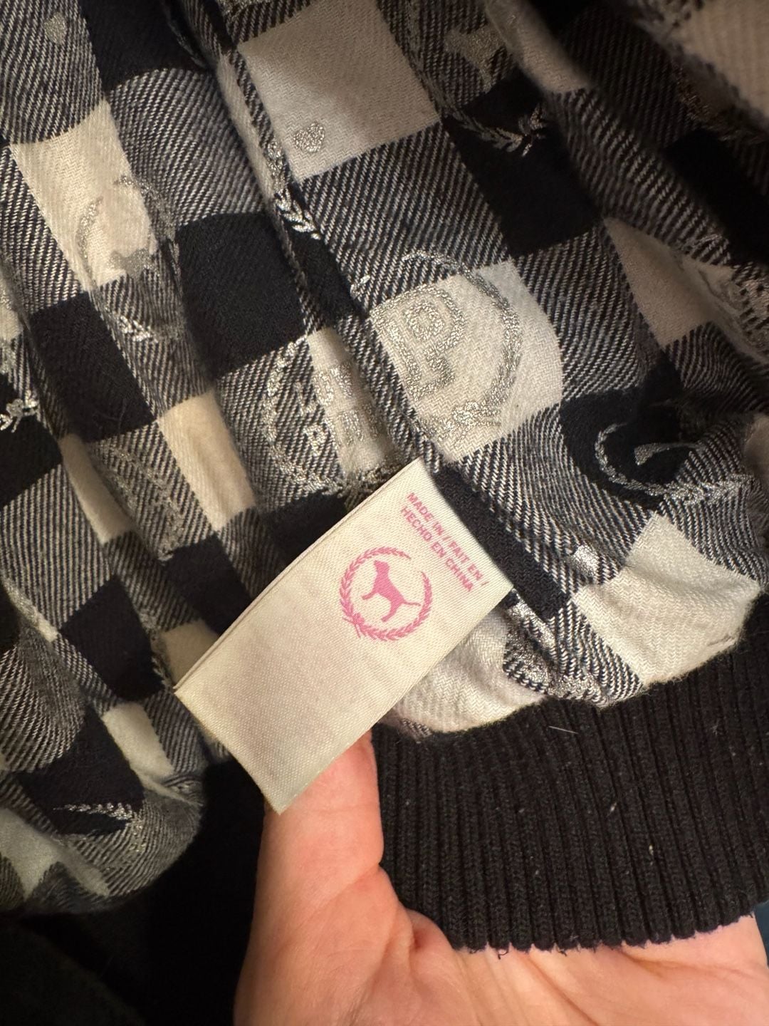 PINK Victoria's Secret Black Puffer Jacket Size S-P Plaid Lined 8