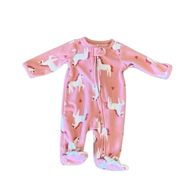 Pink Unicorn Fleece Footie One Piece Size newborn