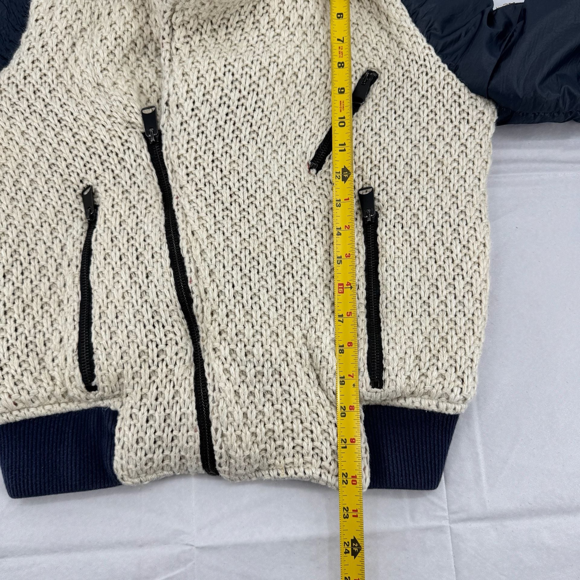 Open Couture Black Collection Cream and Black Knit Sherpa Aviator Jacket Size S 8