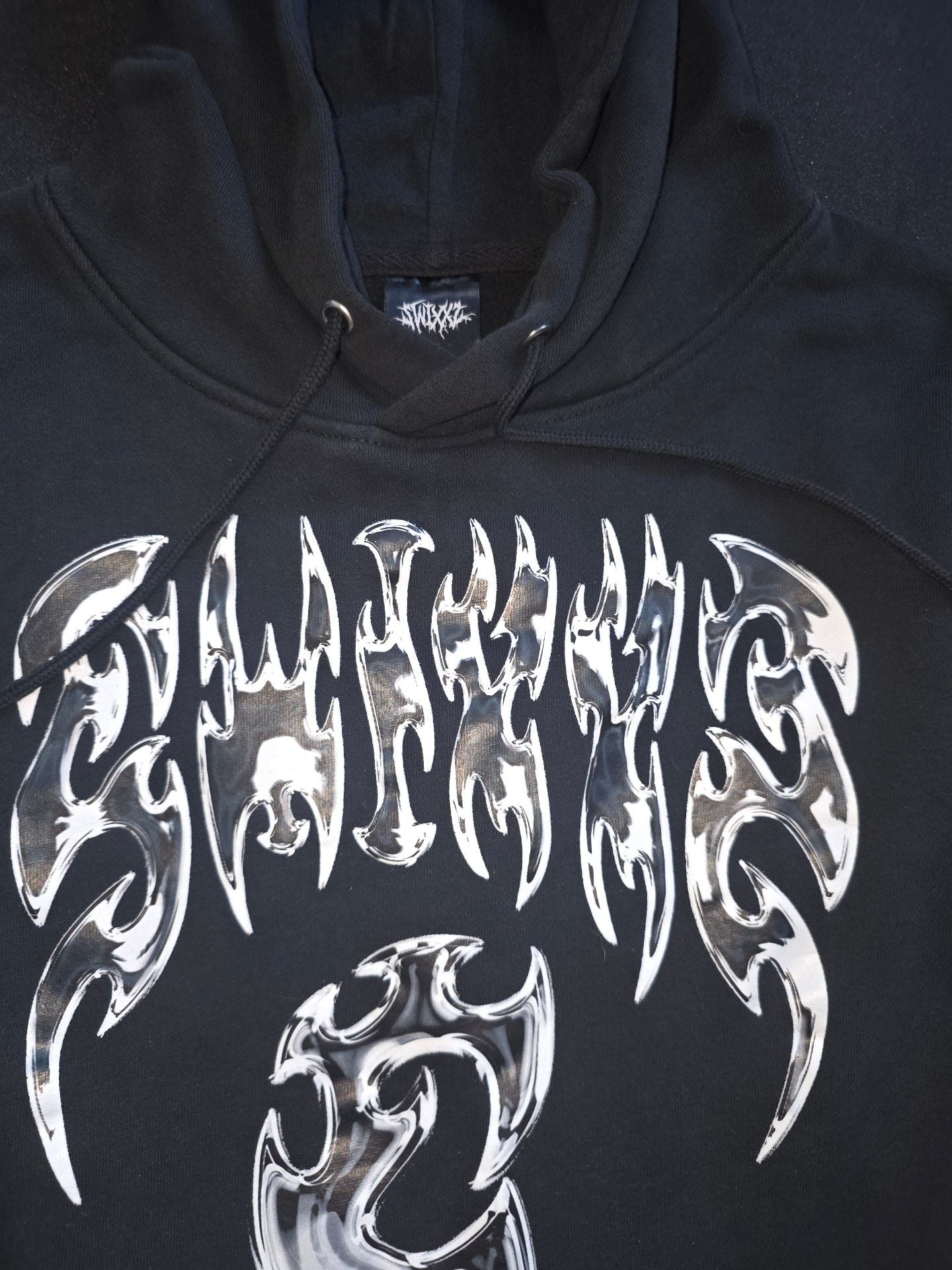 Swixxx Hoodie Size L Black Tribal Graphic Streetwear Pullover 2