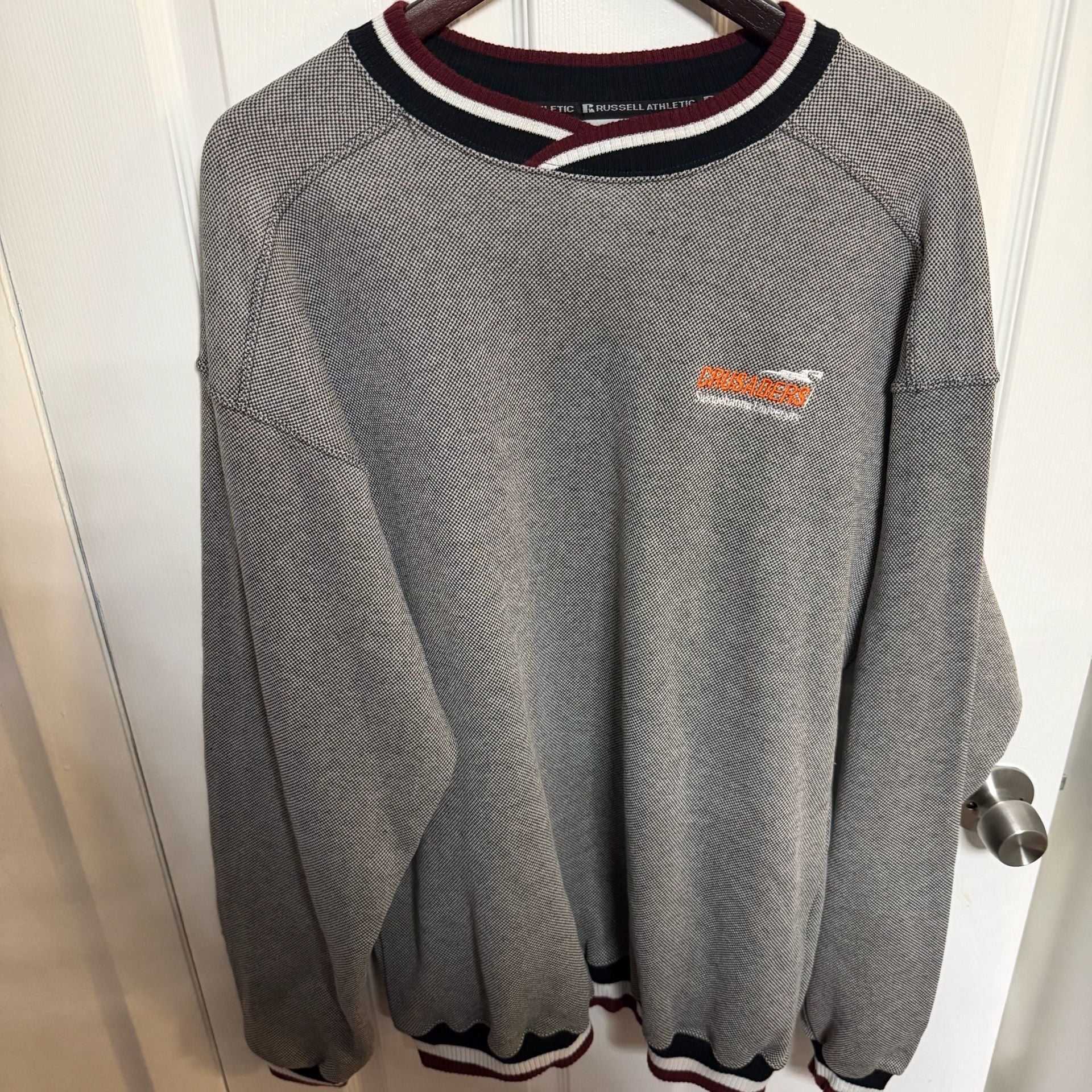 Russell Athletic Crusaders Sweatshirt Size XL Gray Houndstooth Crewneck 2