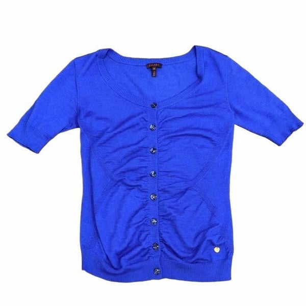 Escada Blue Virgin Wool and Silk Knit Cardigan - 36 