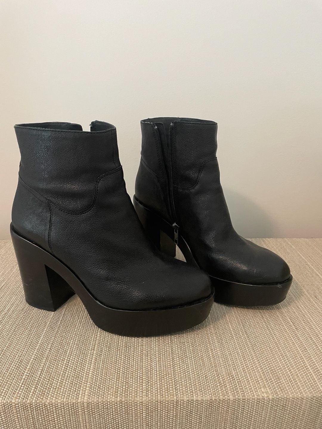 Ash Dakota Black Leather Platform Booties 2