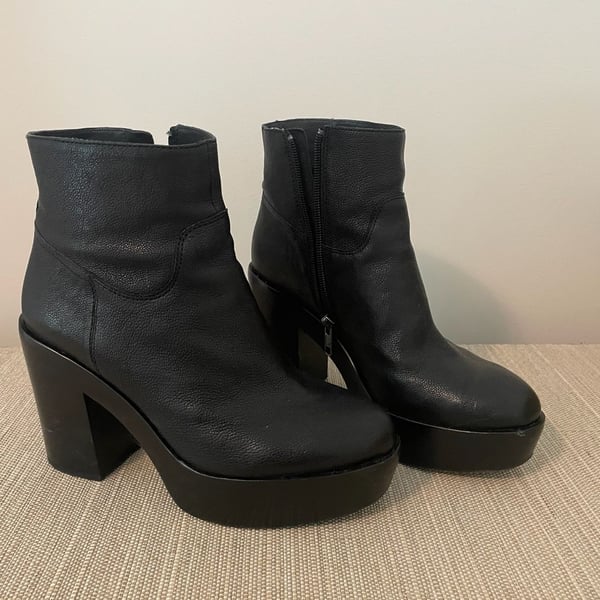 Ash Dakota Black Leather Platform Booties