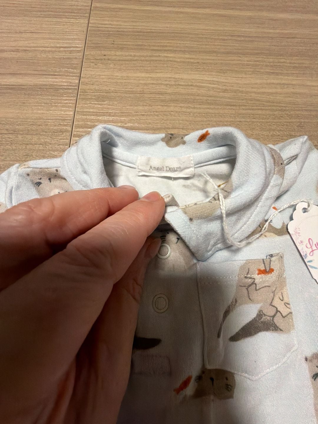 Angel Dear Otter Romper Size 0-3 Months White Cotton Footie Pajamas 3