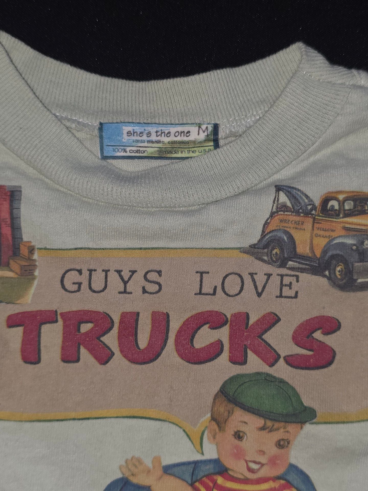 she's the one Guys Love Trucks Romper Size M Retro Vehicles Print 3