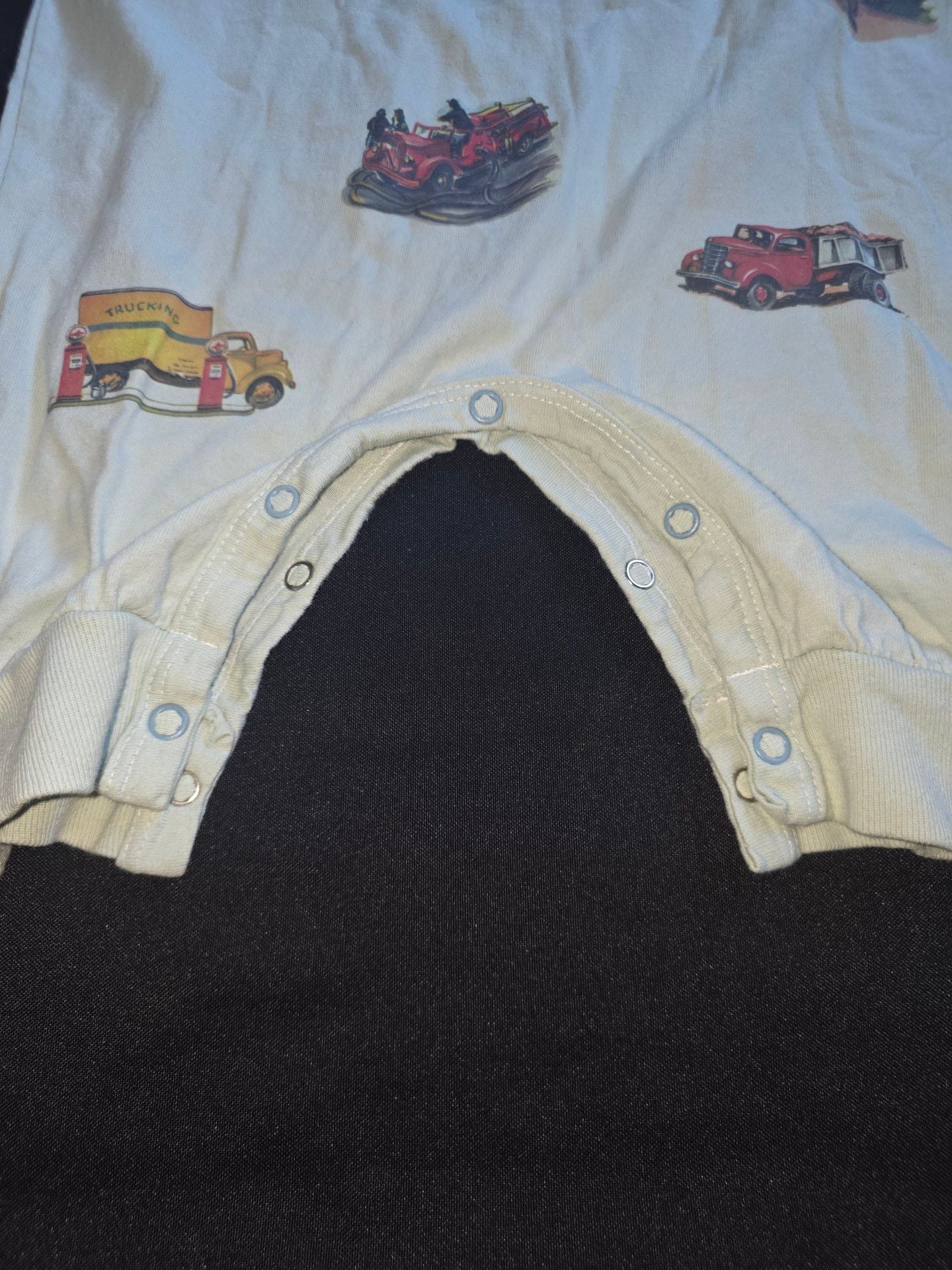 she's the one Guys Love Trucks Romper Size M Retro Vehicles Print 4