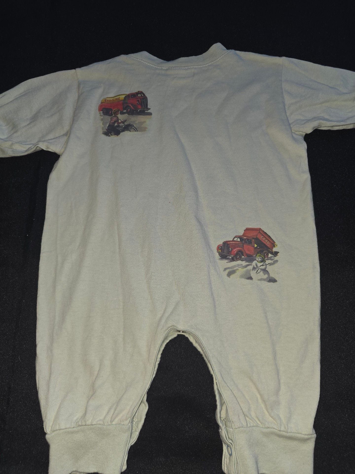 she's the one Guys Love Trucks Romper Size M Retro Vehicles Print 6