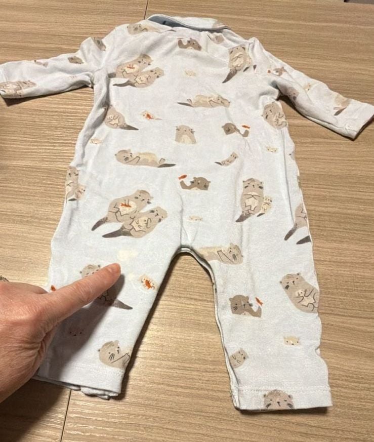 Angel Dear Otter Romper Size 0-3 Months White Cotton Footie Pajamas 5
