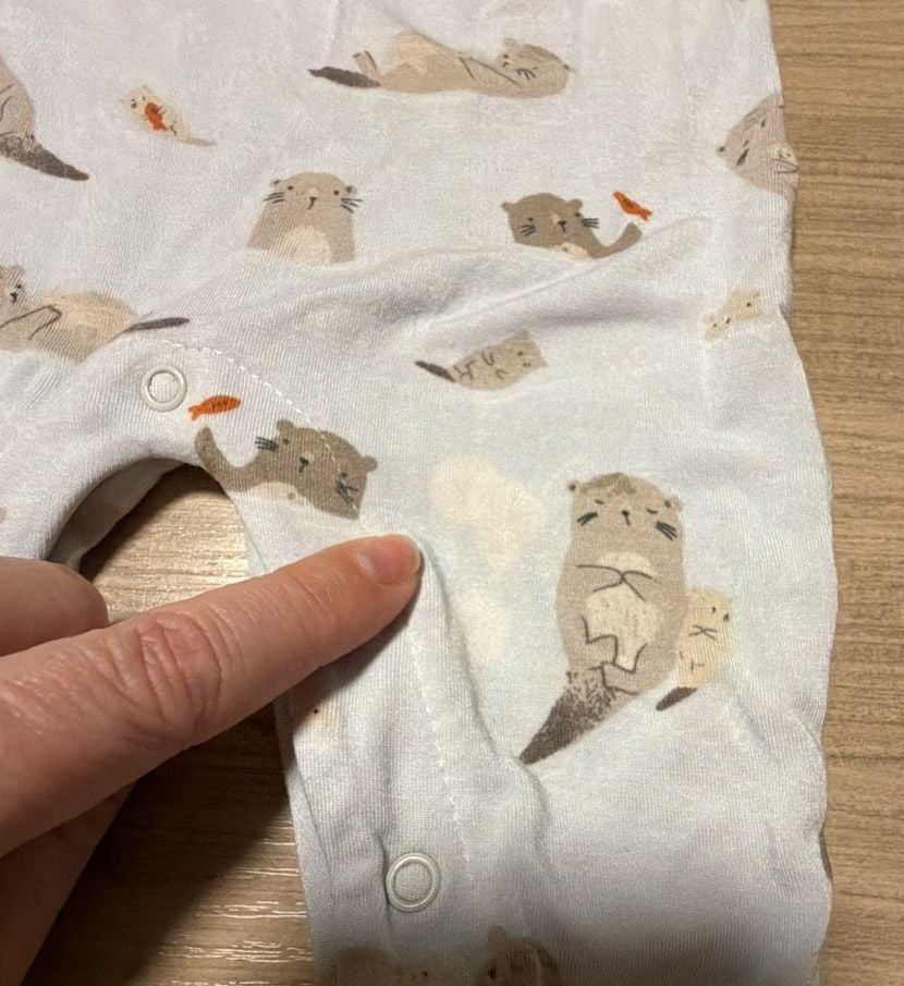 Angel Dear Otter Romper Size 0-3 Months White Cotton Footie Pajamas 4