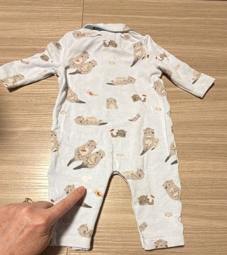 Angel Dear Otter Romper Size 0-3 Months White Cotton Footie Pajamas 6