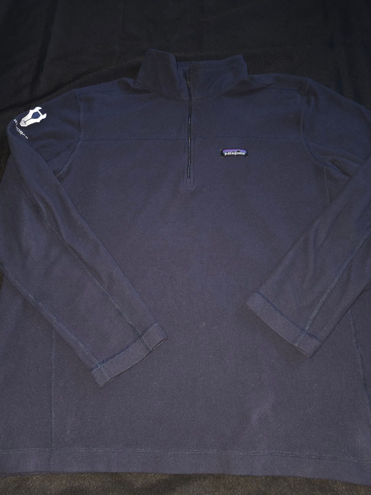 Patagonia 1/4 Zip Fleece Pullover Size XL Navy Darkhorse Embroidered 3