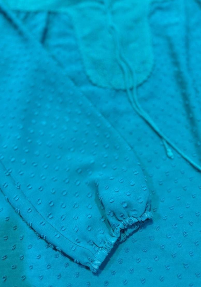 Matilda Jane Charisma Tunic Size M Teal Swiss Dot Eyelet Blouse 5