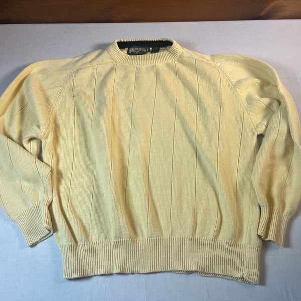 American Eagle Outfitters Vintage 90s Yellow Cable Knit Crew Neck Sweater XL