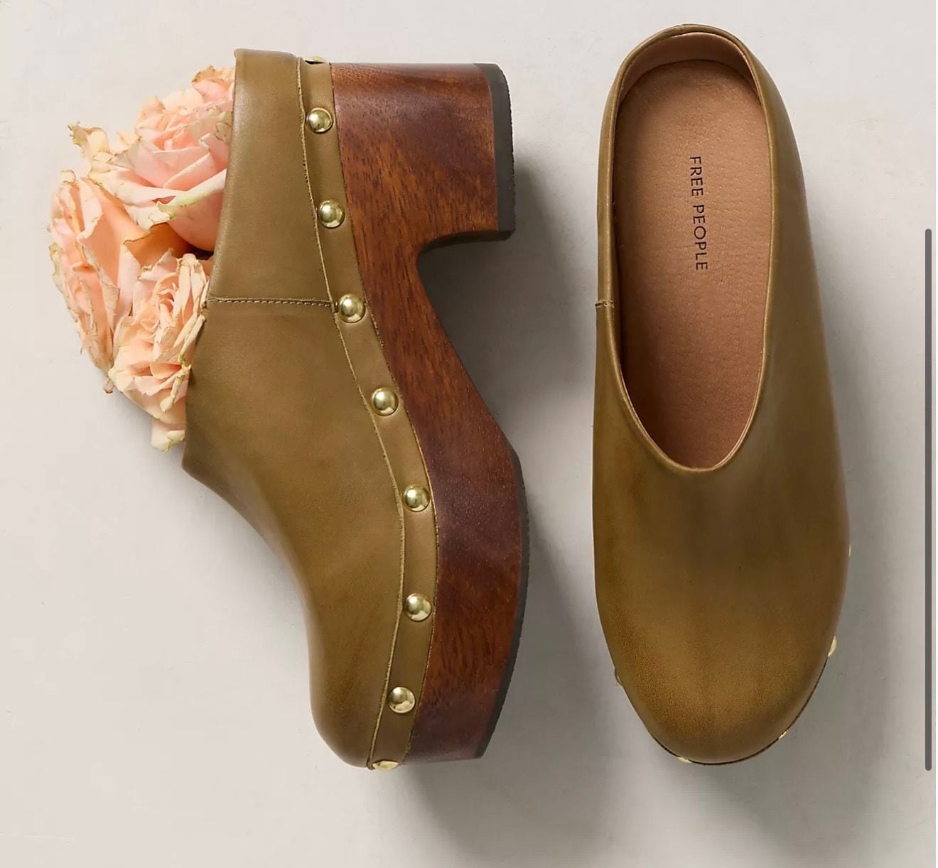 Free People Calli Platform Clog Size 7 “Olive” 2