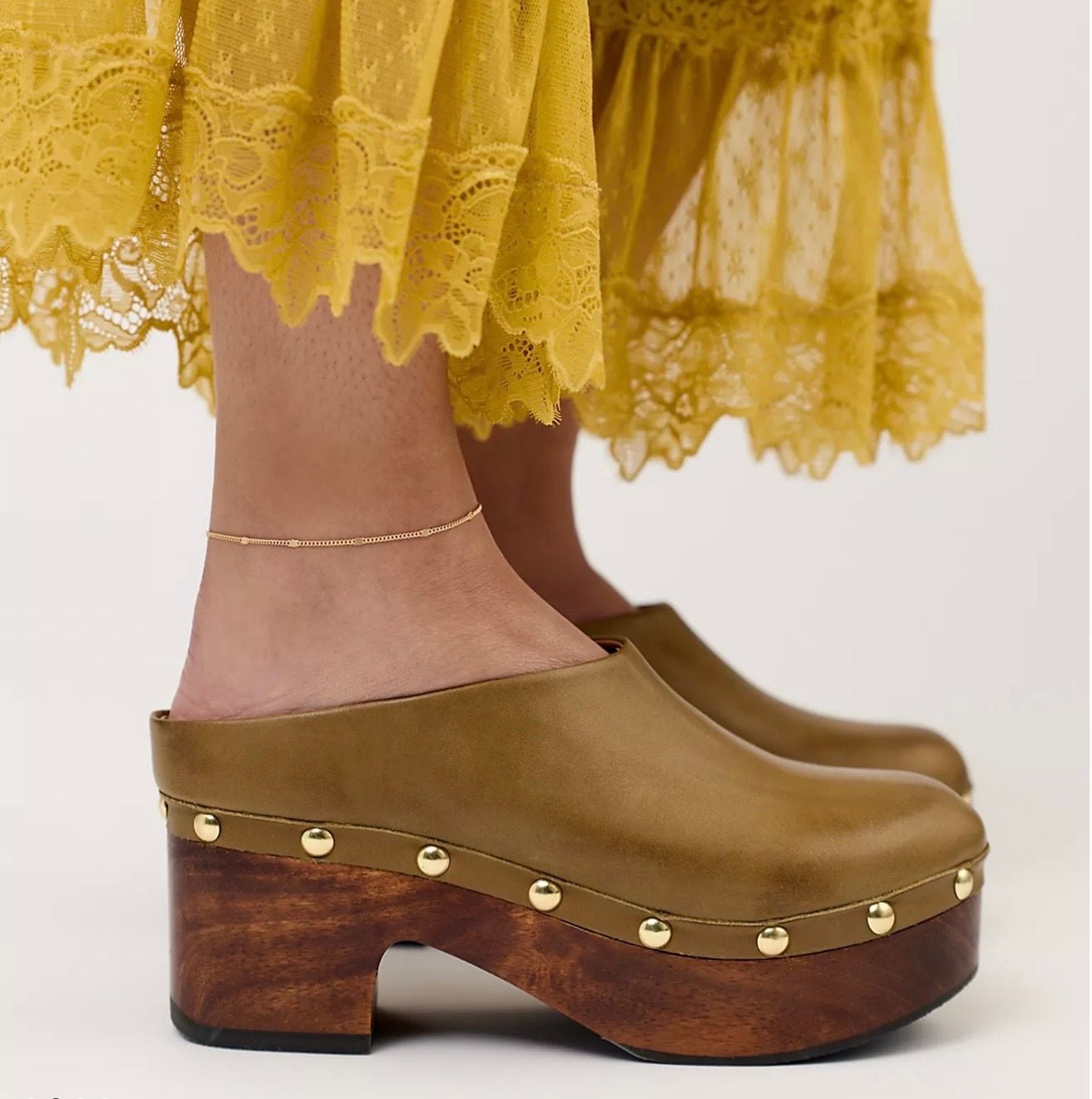 Free People Calli Platform Clog Size 7 “Olive” 3