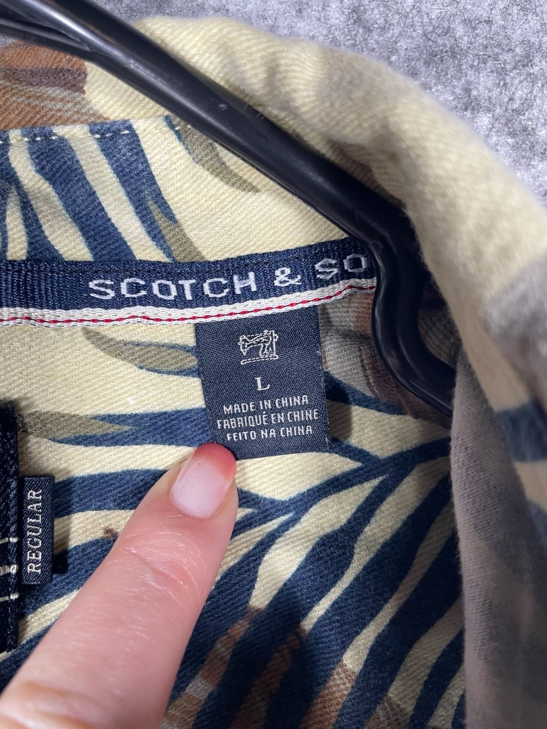 Scotch & Soda Island Getaway Palm Leaf Print Shirt Size L Tan Blue 8