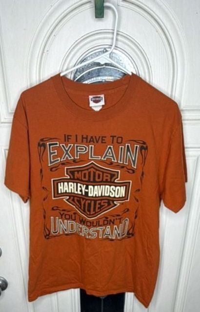 Harley-Davidson Orange T-Shirt Size Medium Paris Texas 2