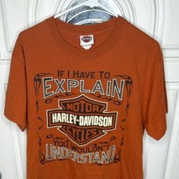 Harley-Davidson Orange T-Shirt Size Medium Paris Texas