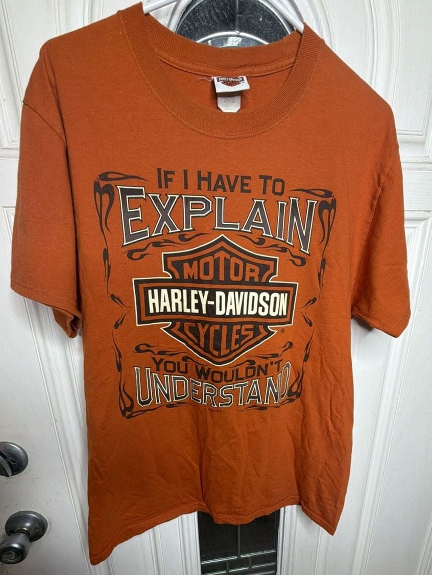 Harley-Davidson Orange T-Shirt Size Medium Paris Texas 3