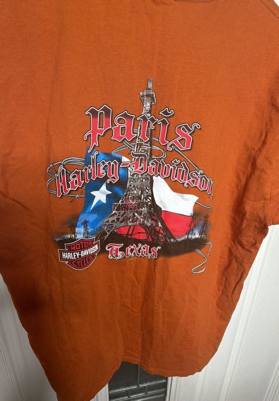 Harley-Davidson Orange T-Shirt Size Medium Paris Texas 5