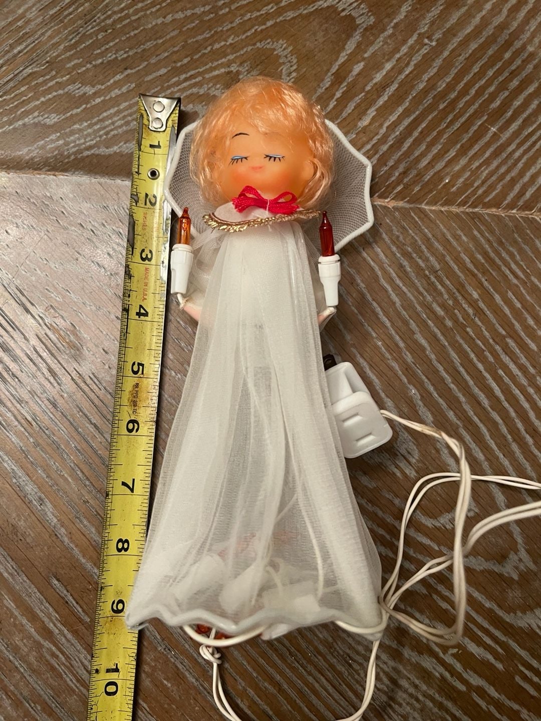 Vintage Lighted Christmas Angel Tree Topper Doll with Candles 1