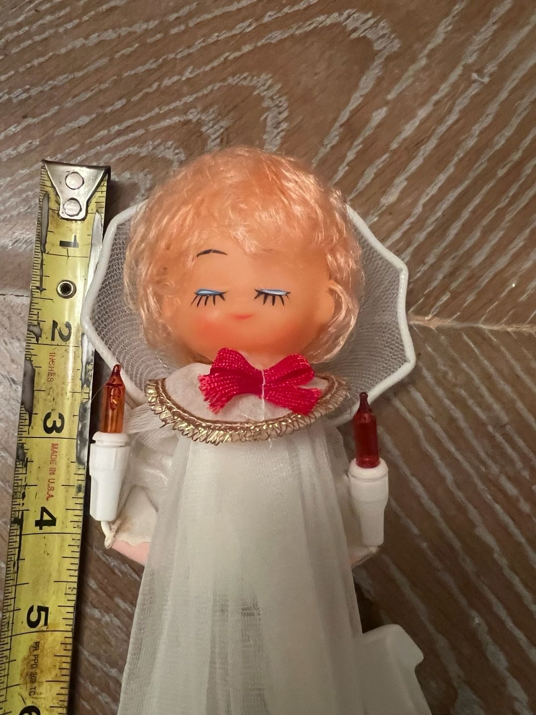 Vintage Lighted Christmas Angel Tree Topper Doll with Candles 2