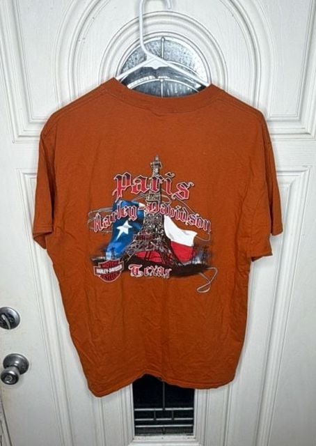 Harley-Davidson Orange T-Shirt Size Medium Paris Texas 6