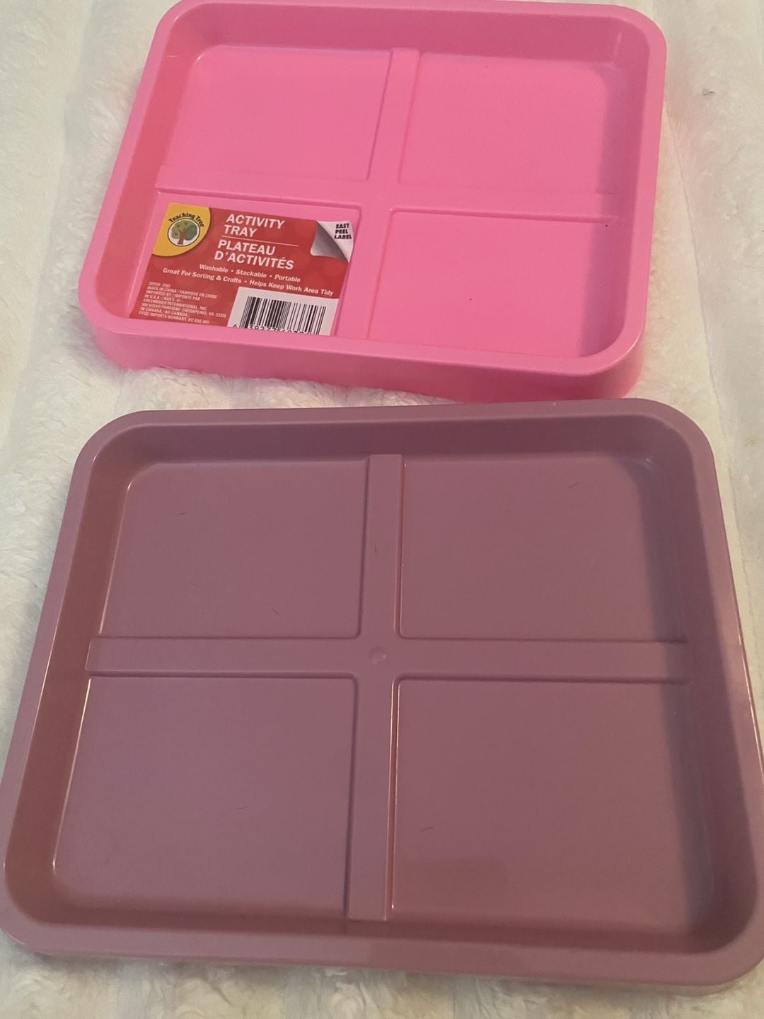 Teaching Tree Activity Tray Pink Plastic Sorting Tray Set of 2 1