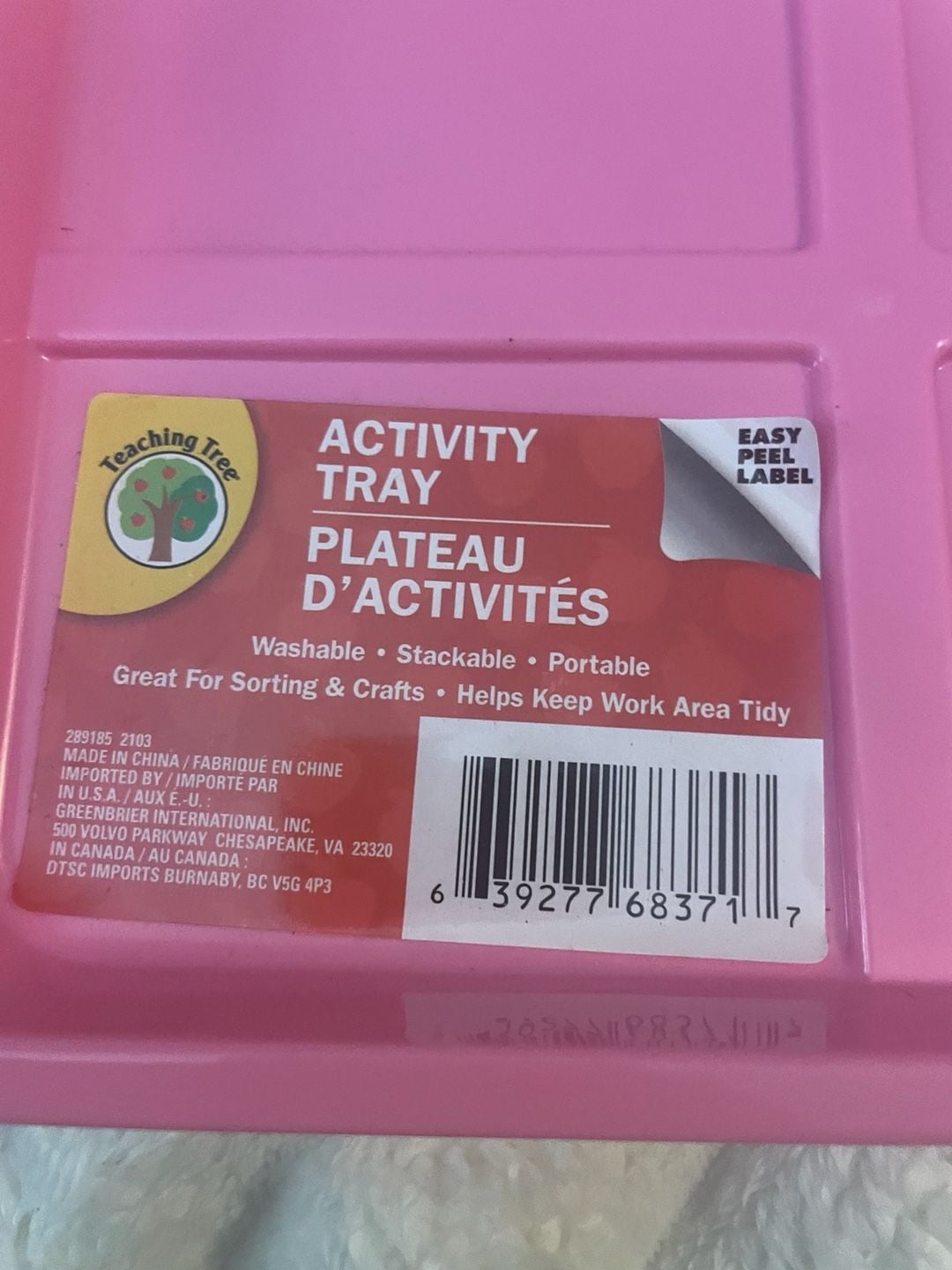Teaching Tree Activity Tray Pink Plastic Sorting Tray Set of 2 2