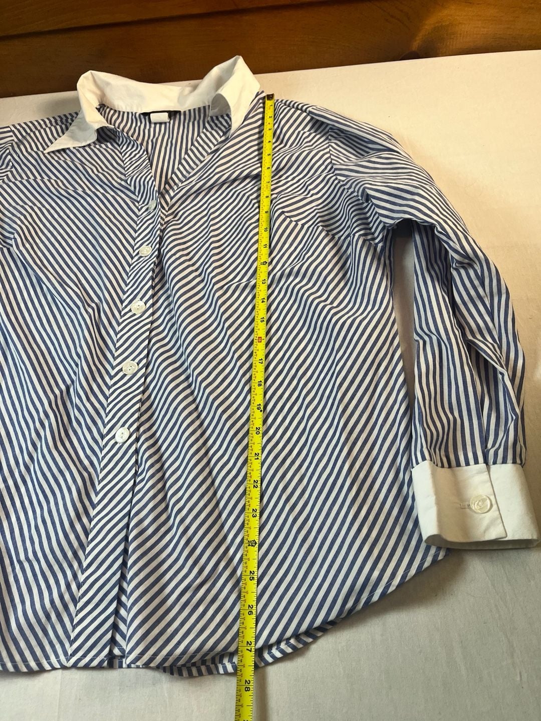 Ashley Stewart Vintage 90s Blue White Striped Button Down Shirt Size 18 2X 7
