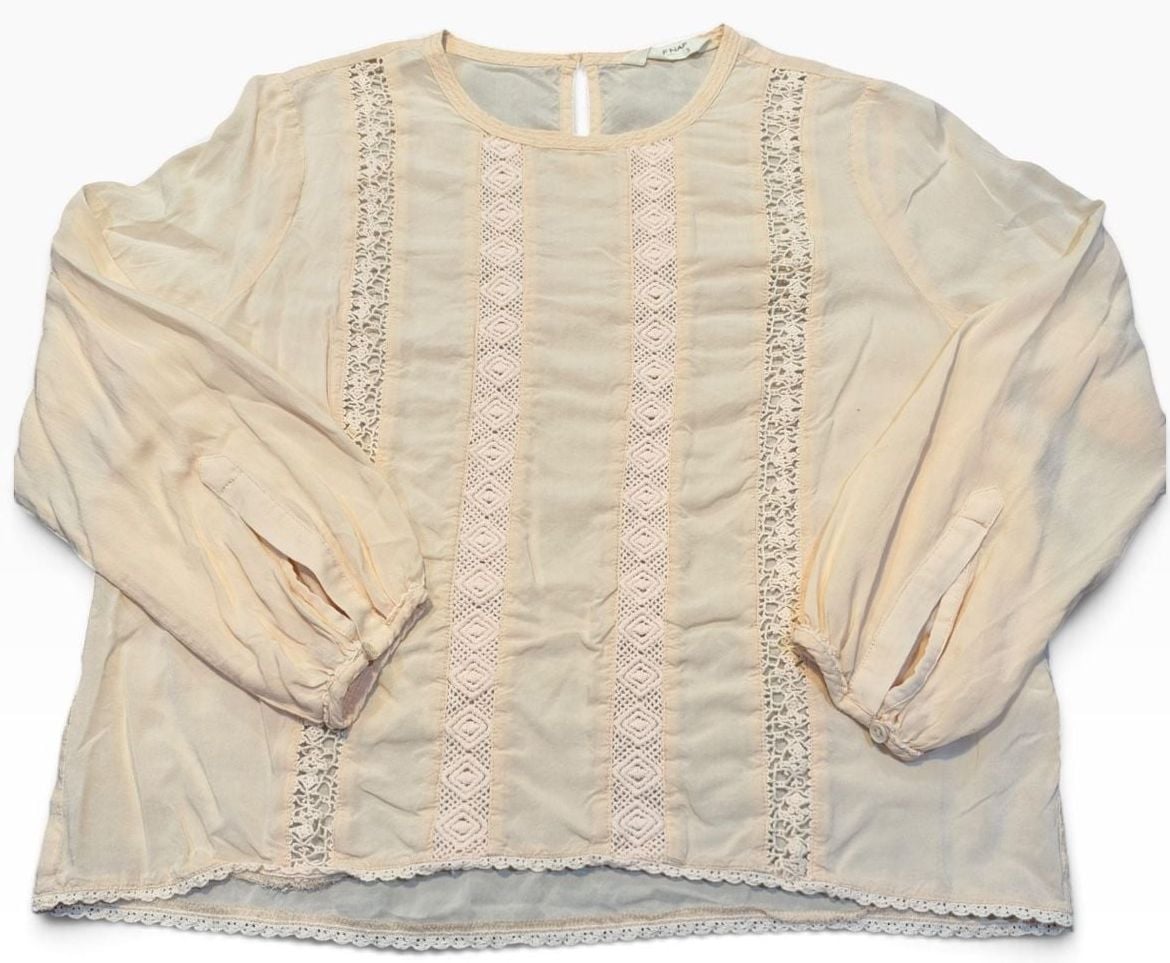 Naf Naf Paris Lace Trim Blouse Size S Pink Champagne 2