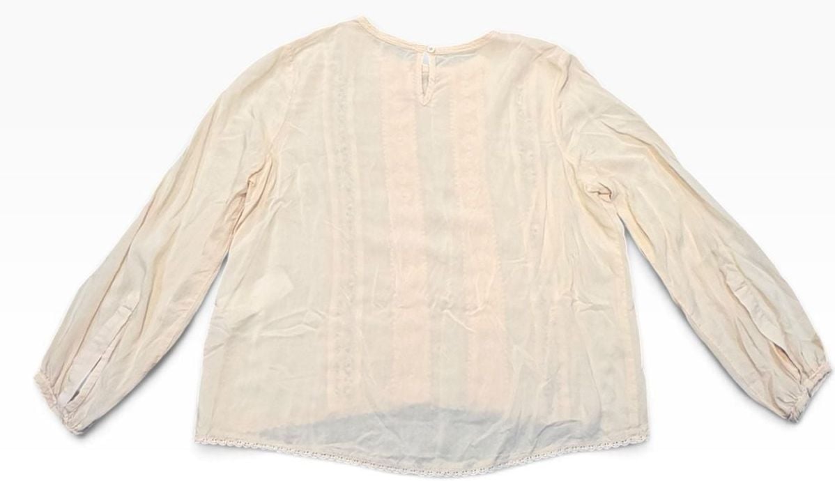 Naf Naf Paris Lace Trim Blouse Size S Pink Champagne 5