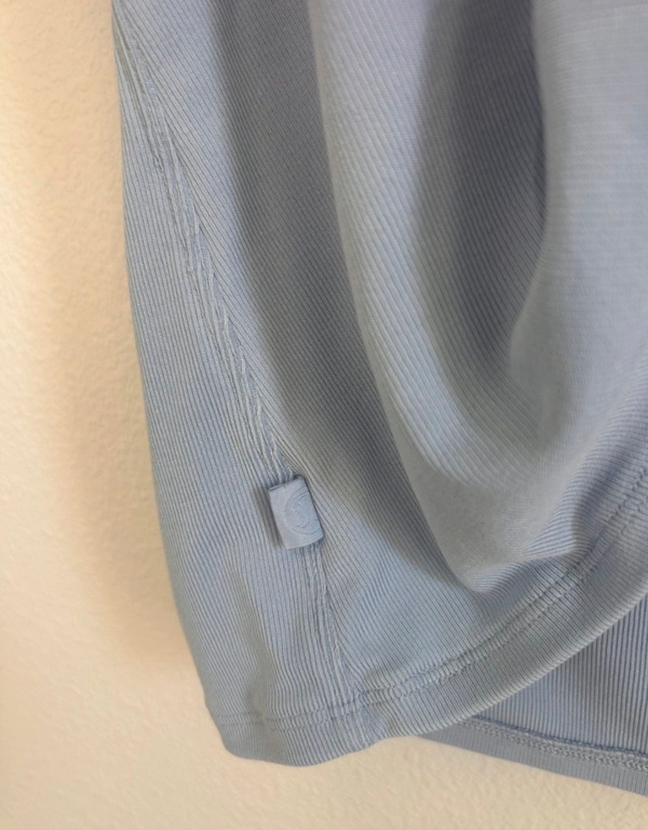Lululemon Twist Front Crop Top Dusty Blue Ribbed Knit Short Sleeve Tee 5