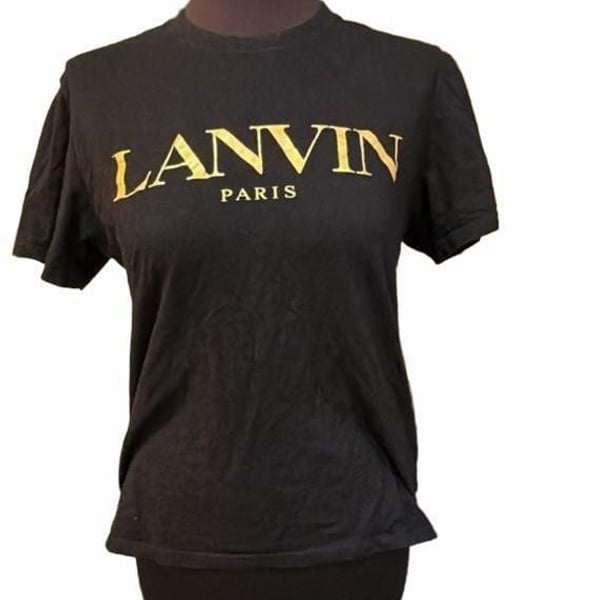 Lanvin Paris Logo T-Shirt Size M Black Cotton