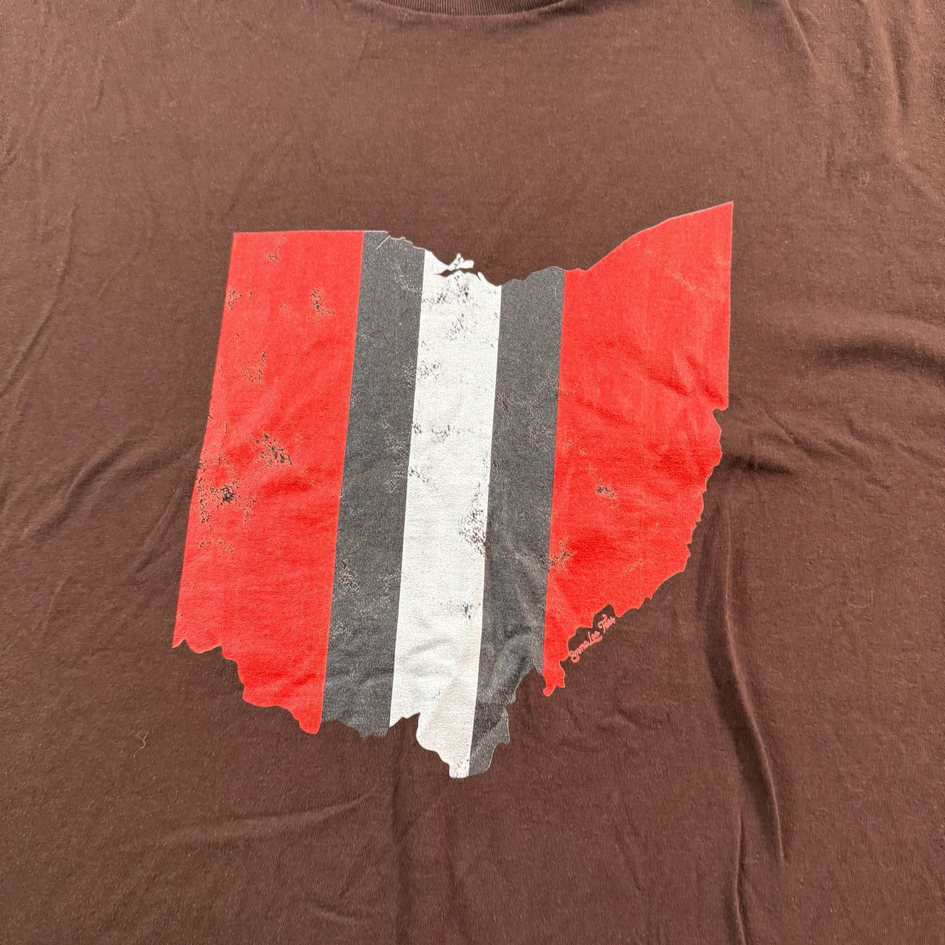 Port & Company Ohio State Buckeyes Stripe Logo Brown T-Shirt 2XL 3